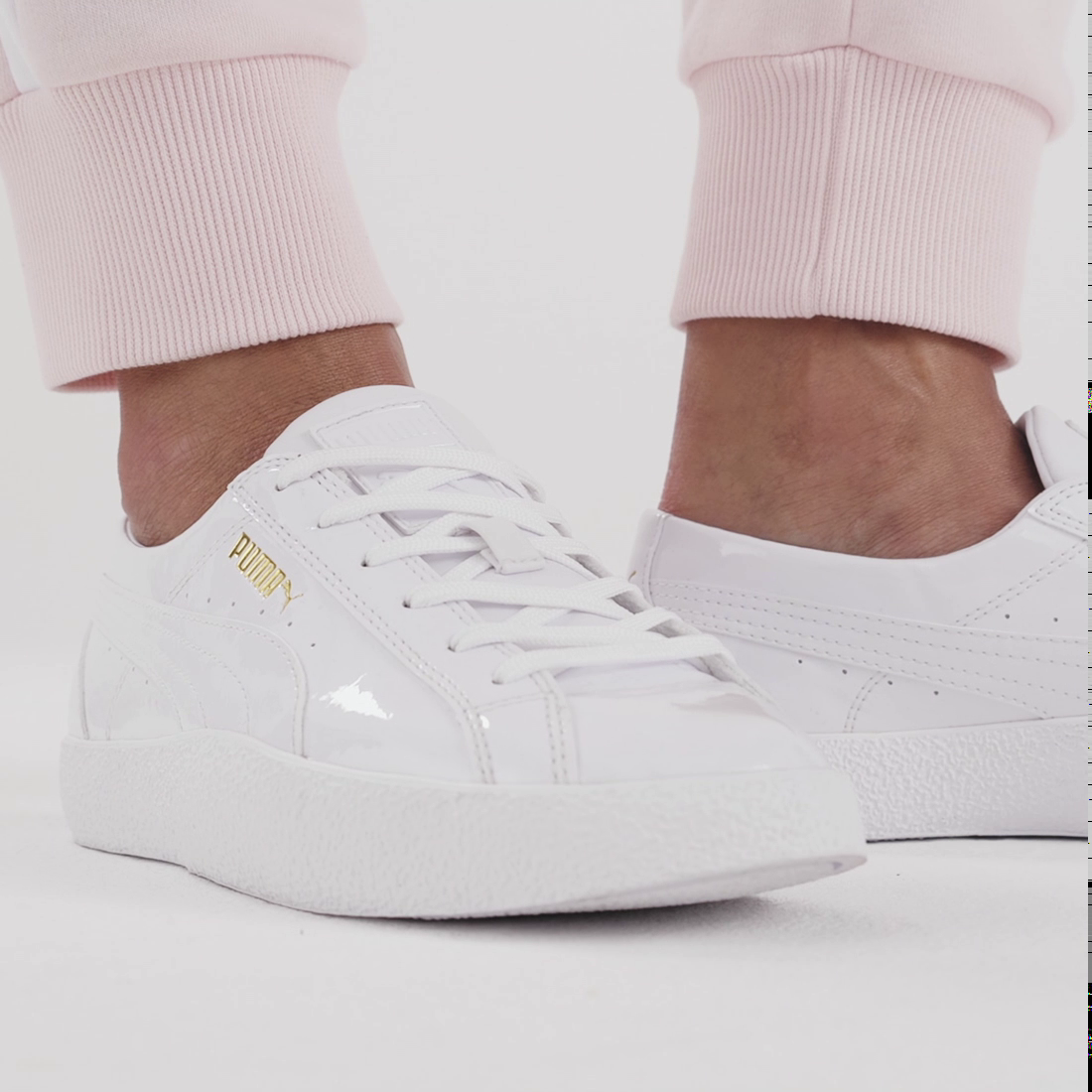 puma white patent sneakers