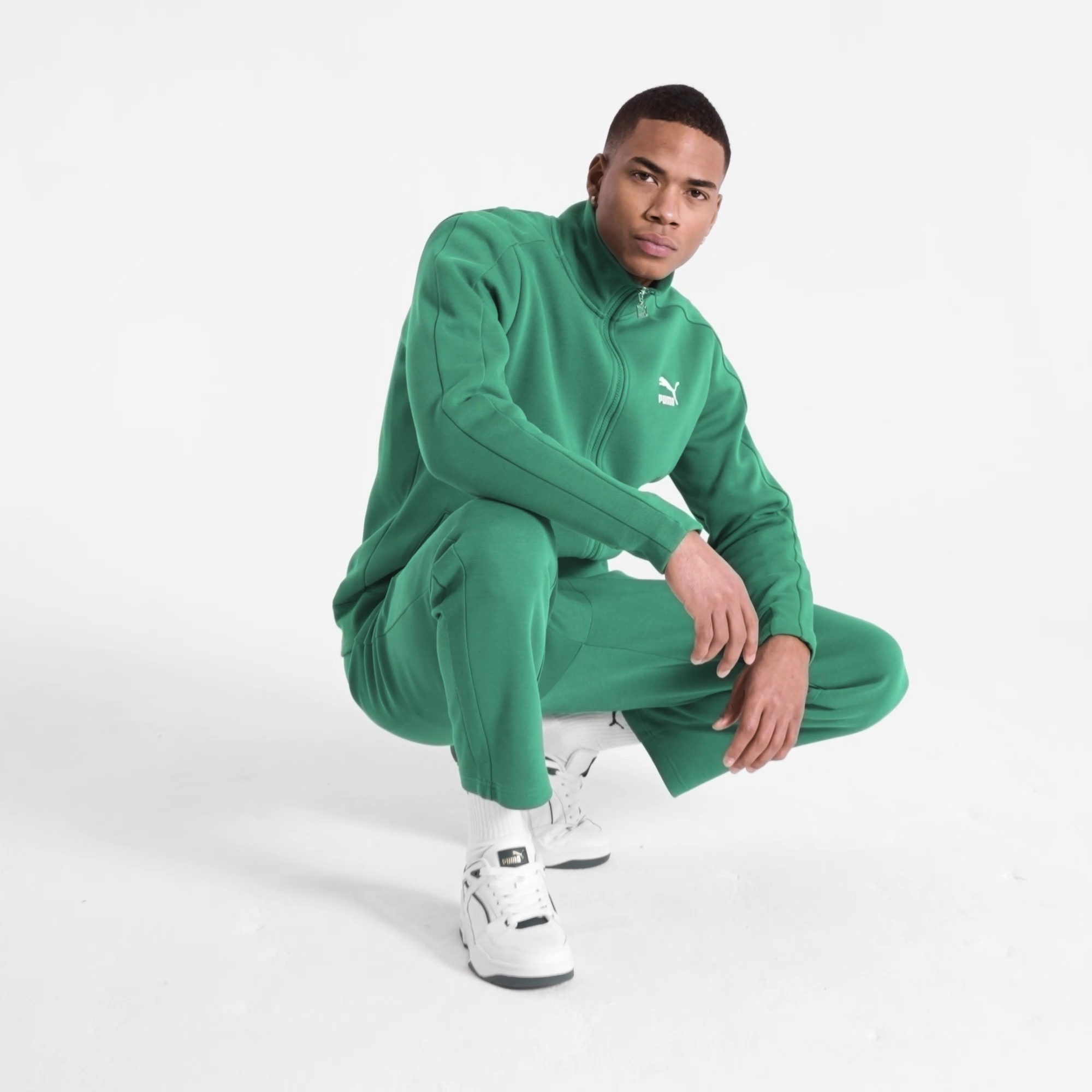 Men's PUMA T7 Track Jacket Men In 40 - Green, Size XS