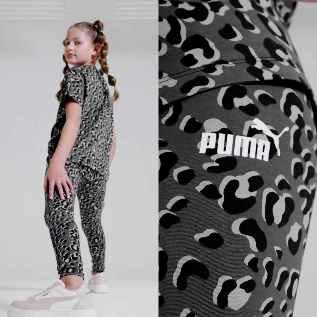 Puma ESS+ ANIMAL Girls' Leggings, Black, Size 7-8Y, Kids